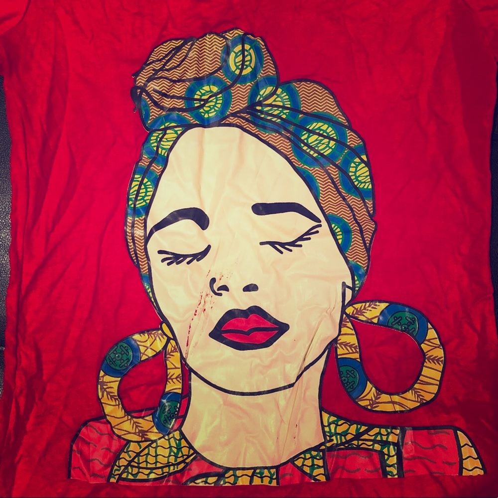 Straight From Africa !! Women In Headwrap Shirt !